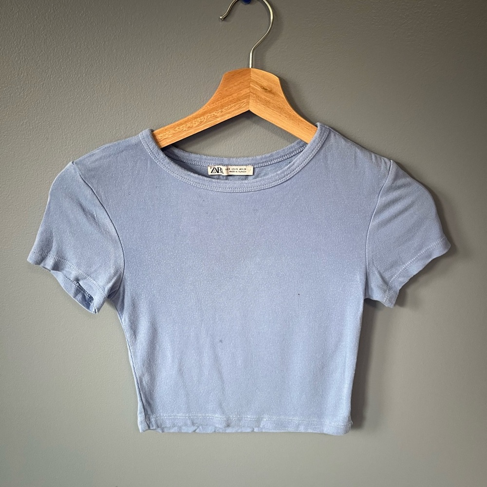 Zara Light Blue Crop Top